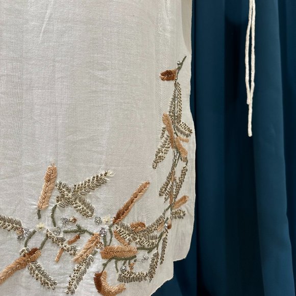 JO NO FUI Beige/off-white Rhinestone Cotton Dress - Picture 4 of 10